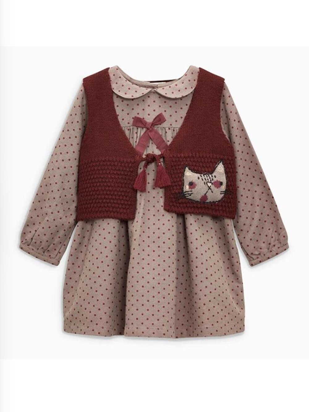 Next Girl Maroon Vest Dress Set 18-24m